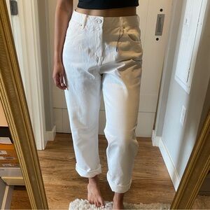 High-rise relaxed white jeans size 10
